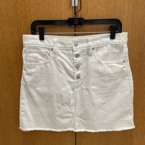 Madewell Rigid Denim A-Line white skirt